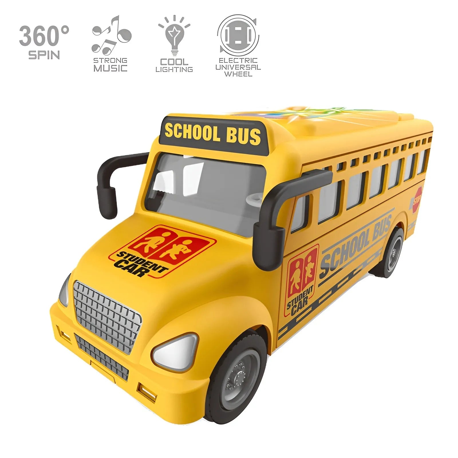 School Bus Van Toy for Kids with Music Flashlights 360° Rotation Bump & Go (3+ Years)