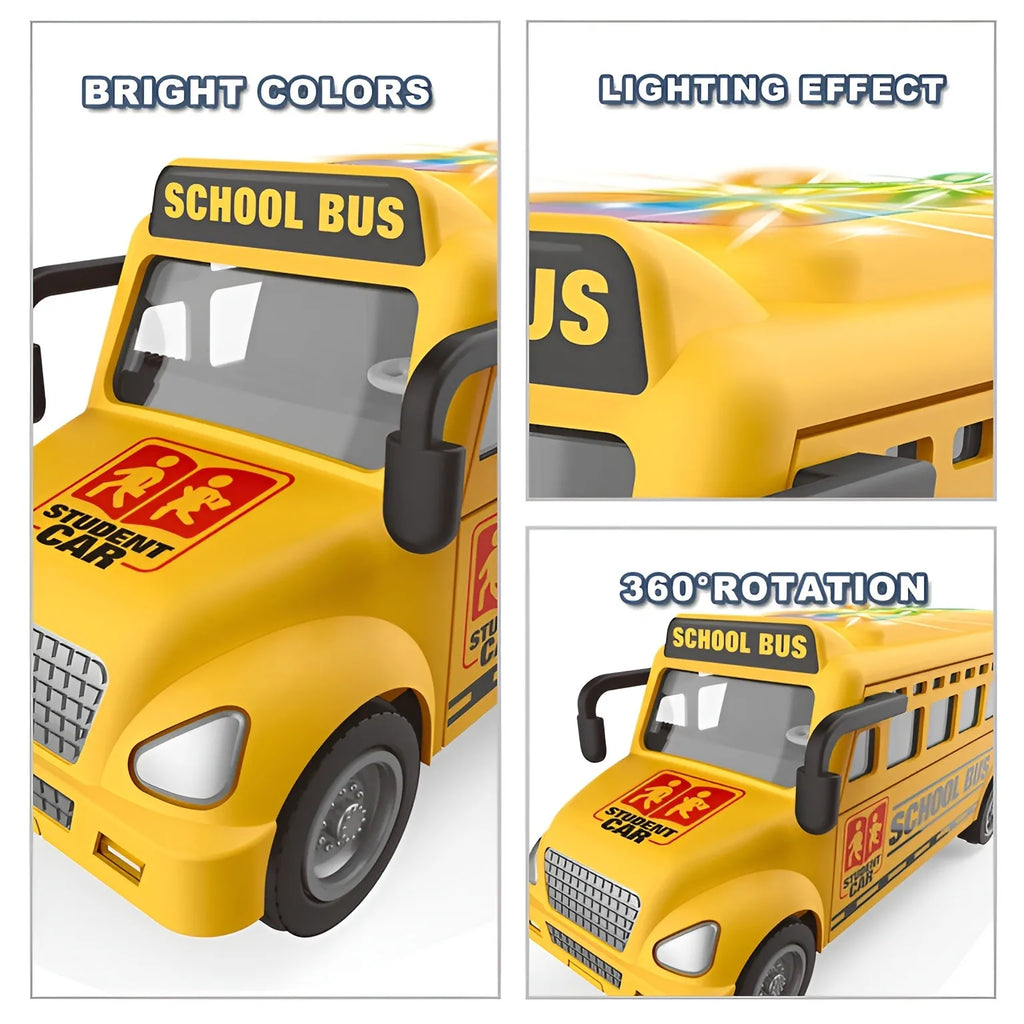 School Bus Van Toy for Kids with Music Flashlights 360° Rotation Bump & Go (3+ Years)
