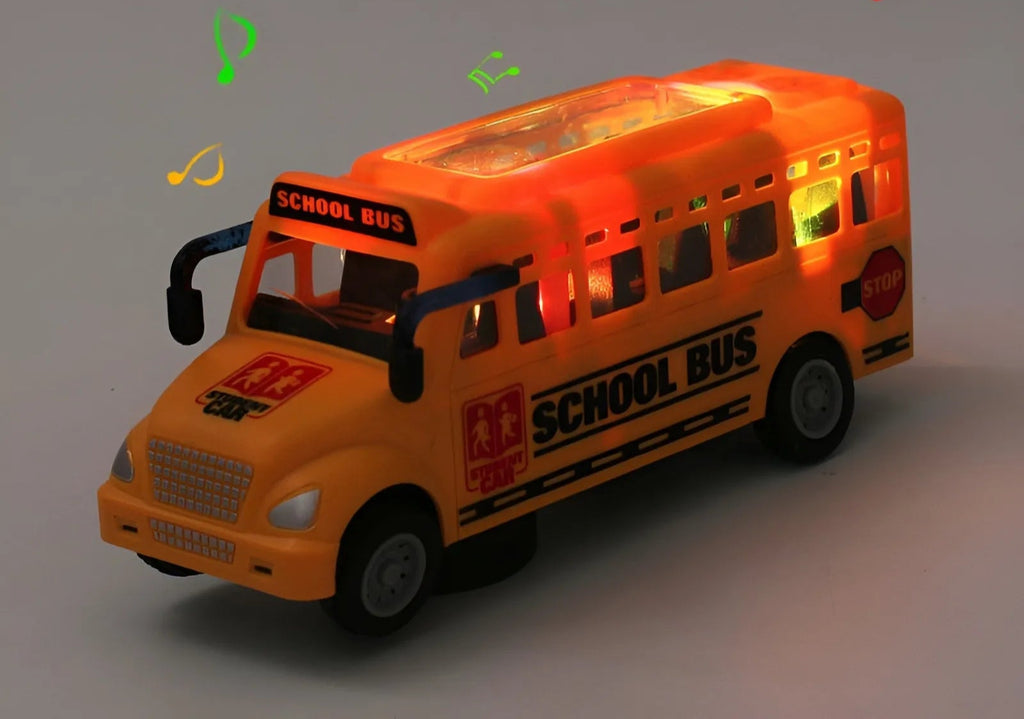 School Bus Van Toy for Kids with Music Flashlights 360° Rotation Bump & Go (3+ Years)