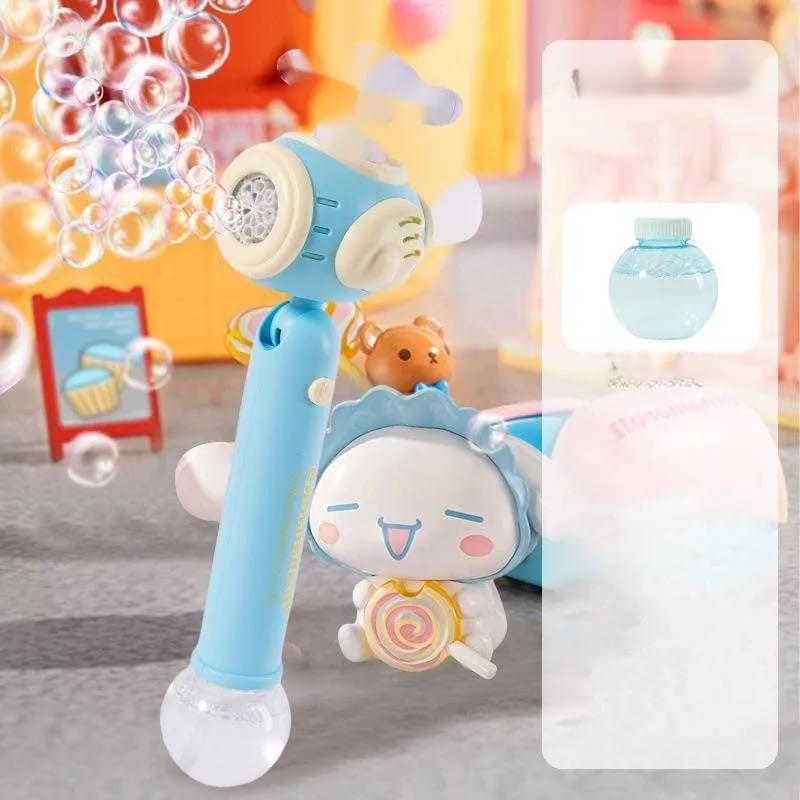 2 in 1 Bubble Stick and Fan Toy with Music Light 180° Rotation for Kids (3+ Years)