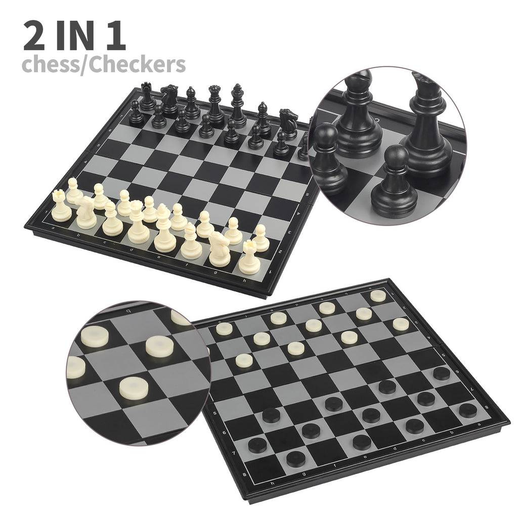 Premium 2-in-1 Chess & Checkers Magnetic Travel Folding Set for Kids & Adults (3+ Years)