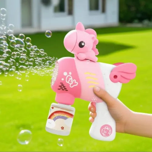 Unicorn Bubble Gun 10 Hole Automatic Bubble Shooter Toy for Kids (3+ Years)
