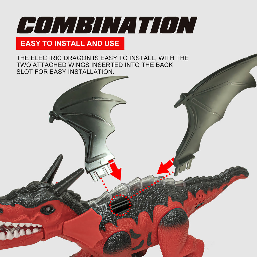 Simulation Electric Dinosaur Fiery Dragon Toy with Lights, Sound & Moving Wings (3+ Years)