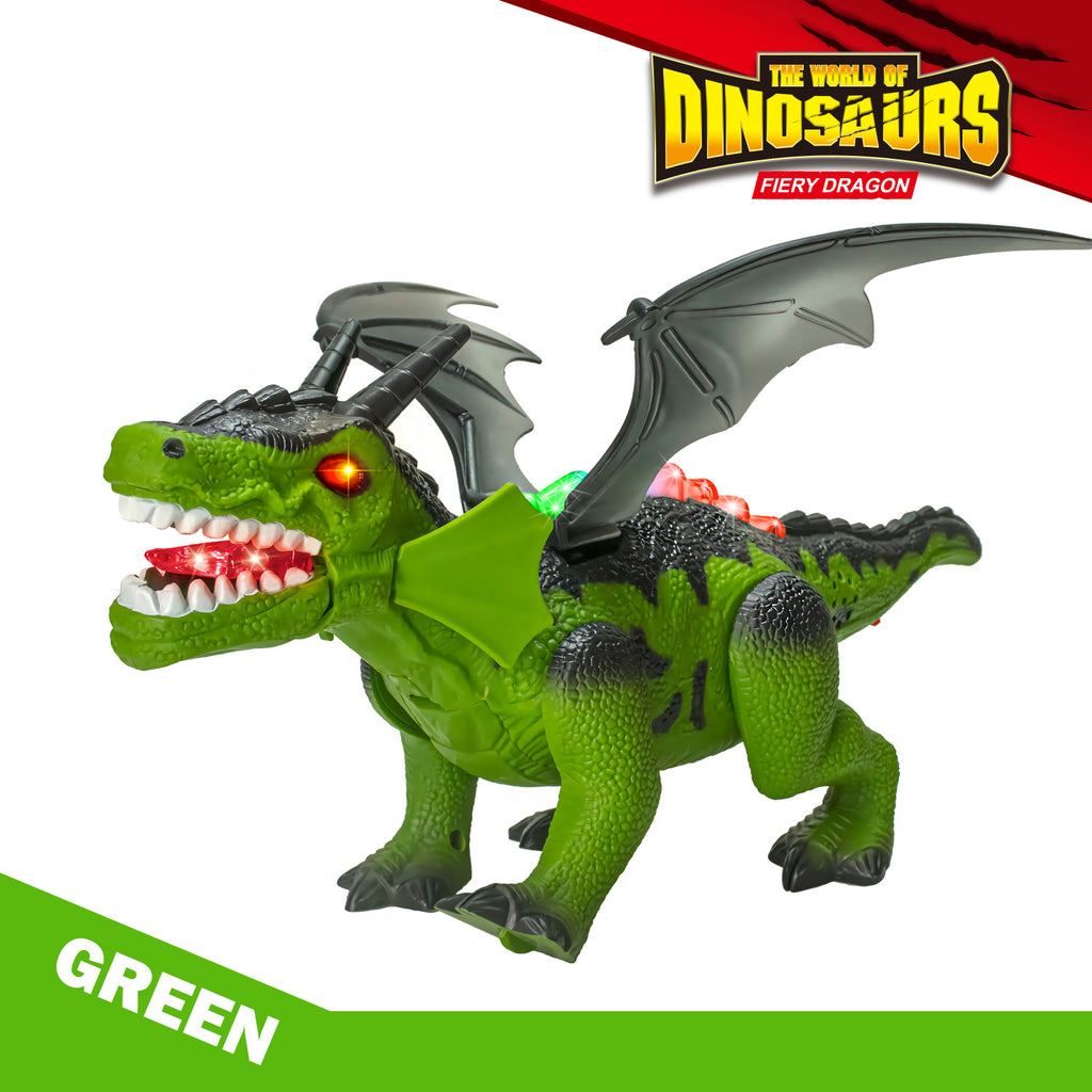 Simulation Electric Dinosaur Fiery Dragon Toy with Lights, Sound & Moving Wings (3+ Years)