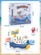 Premium Ocean Fishing Game with Music, Magnetic Rotating Board & 15 Fish for Kids (3+ Years)