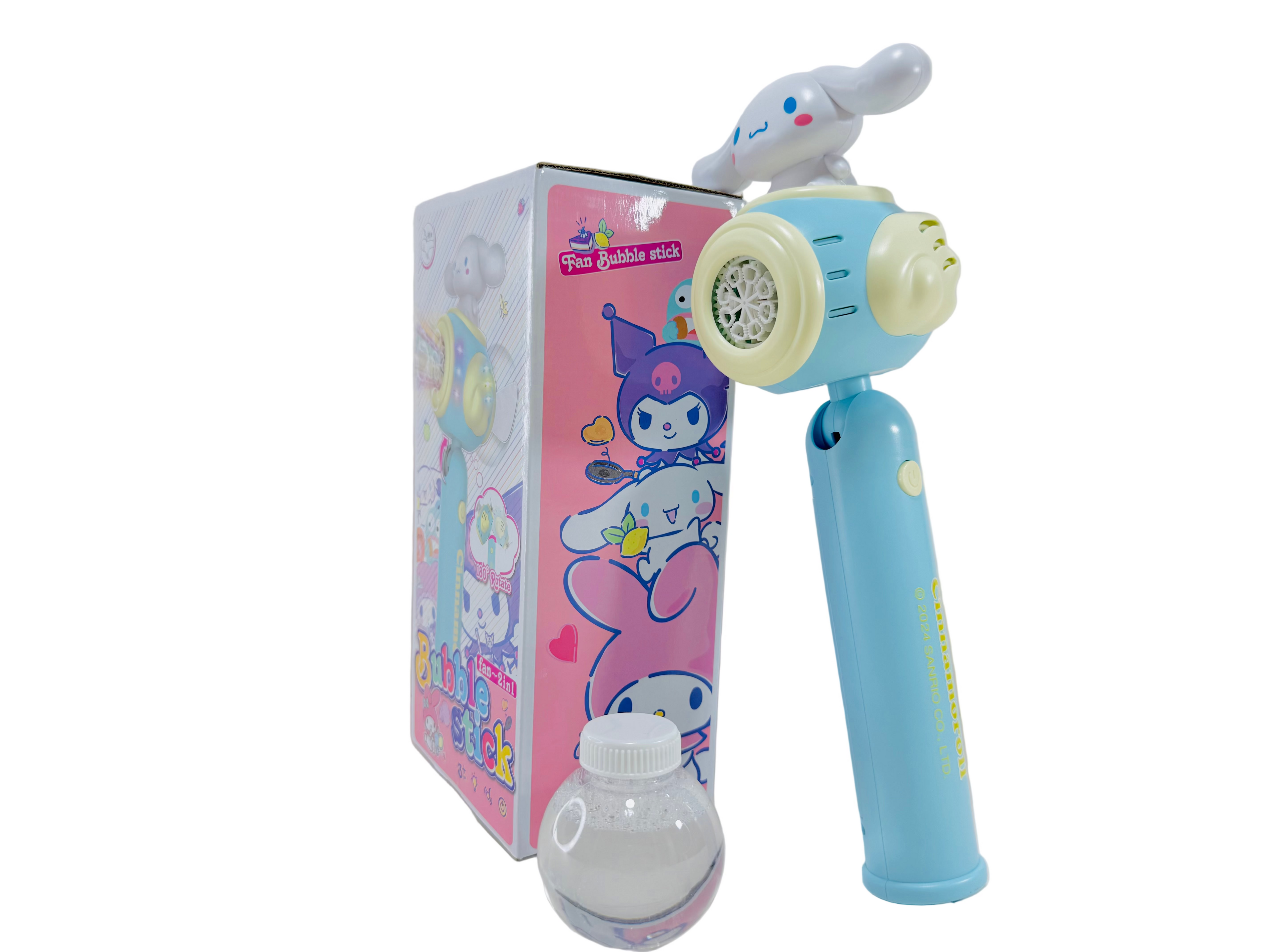 2 in 1 Bubble Stick and Fan Toy with Music Light 180° Rotation for Kids (3+ Years)