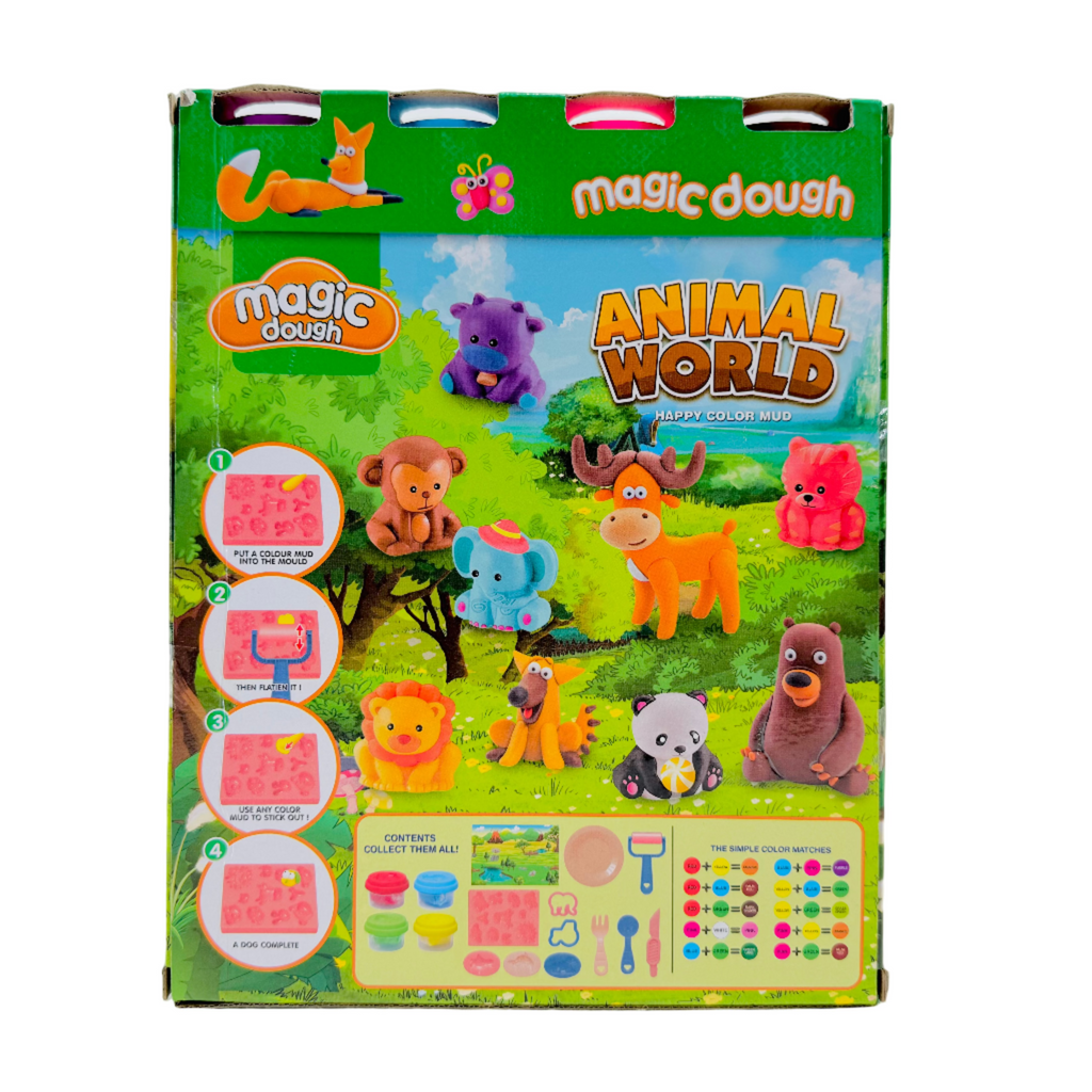 Magic Dough Animal World Dough Set Multicolor Clay Molds Tools (3+ Years)