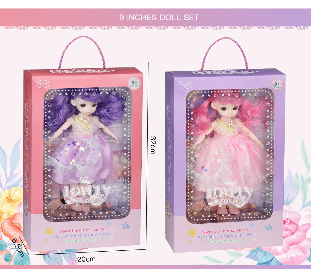 9-Inch Lovely Princess Doll with Sparkling Dress & Two Ponytail Hair Style (3+ Years)