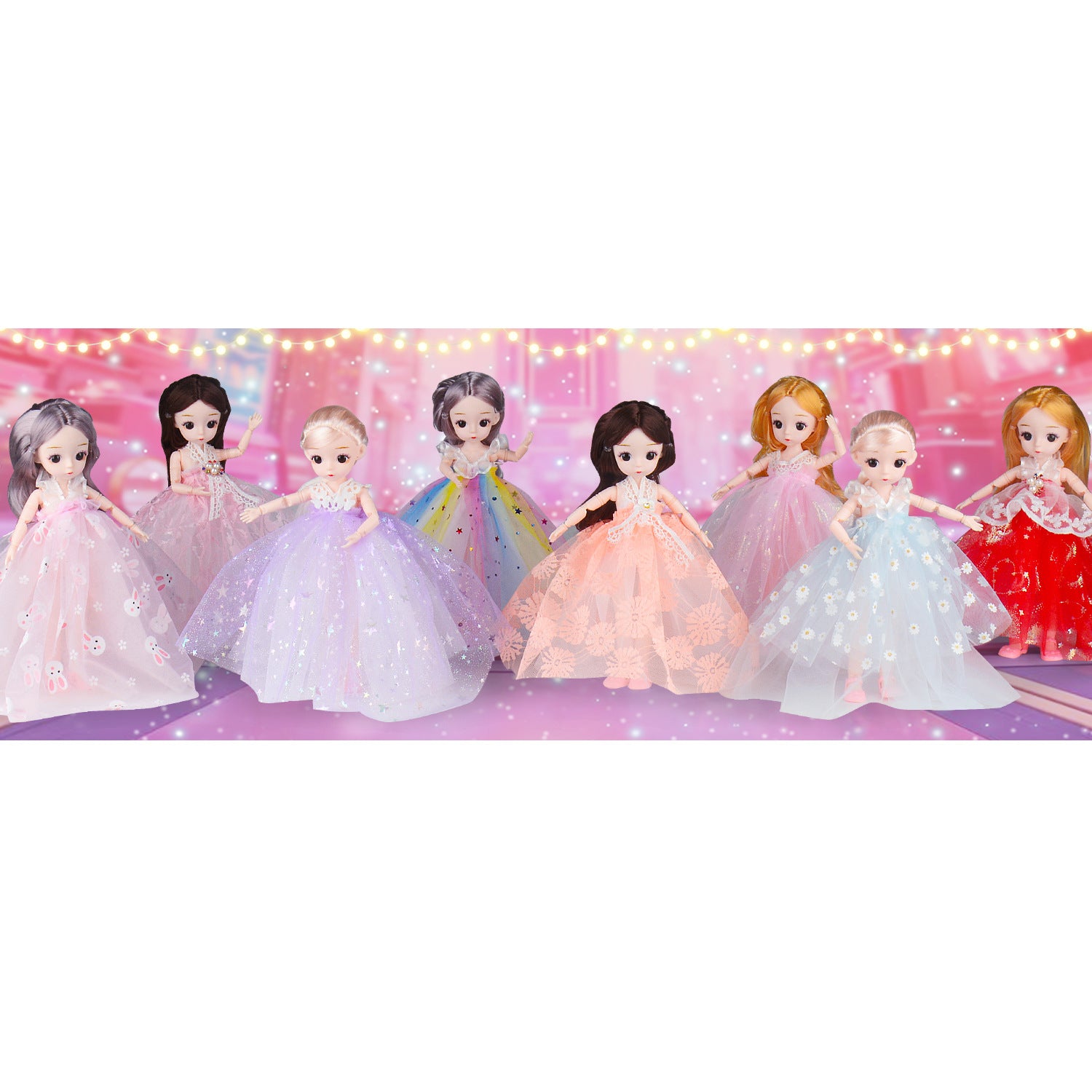 9-Inch Lovely Princess Doll with Sparkling Dress & Two Ponytail Hair Style (3+ Years)