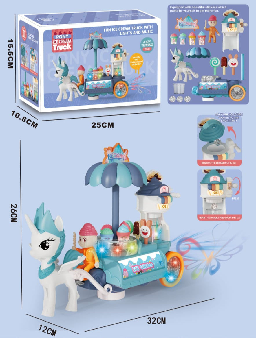 Pony Ice Cream Truck Toy with Lights & Music for Kids (3+ Years)
