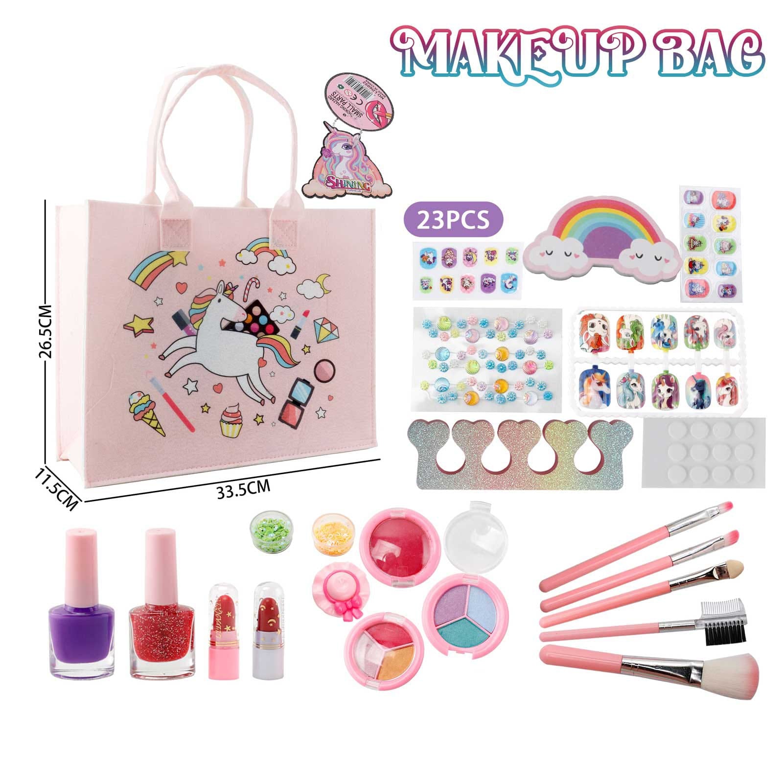 23-Piece Makeup Bag Set Unicorn & Kuromi Designs for Girls (5+ Years)