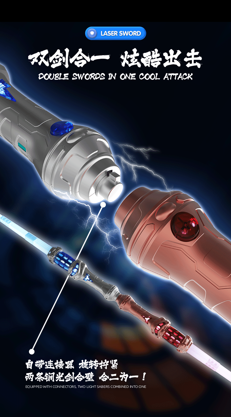 Telescopic Lightsaber Energy Sword Rechargeable with Type-C Charging, Colorful Lighting & Dynamic Sound (3+ Years)