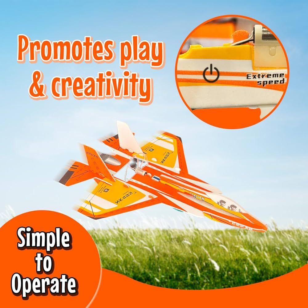 DIY Aircraft Military Space Shuttle Electric Foam Glider with Lights and Propeller for Kids (3+ Years)