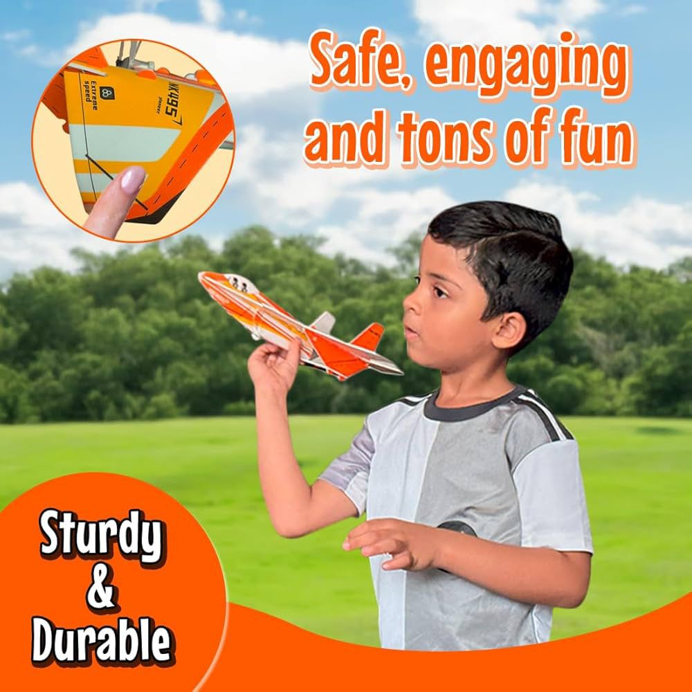 DIY Aircraft Military Space Shuttle Electric Foam Glider with Lights and Propeller for Kids (3+ Years)