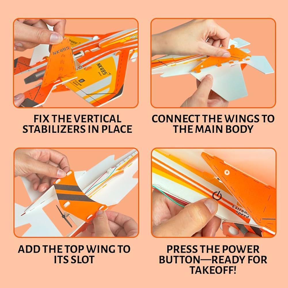 DIY Aircraft Military Space Shuttle Electric Foam Glider with Lights and Propeller for Kids (3+ Years)