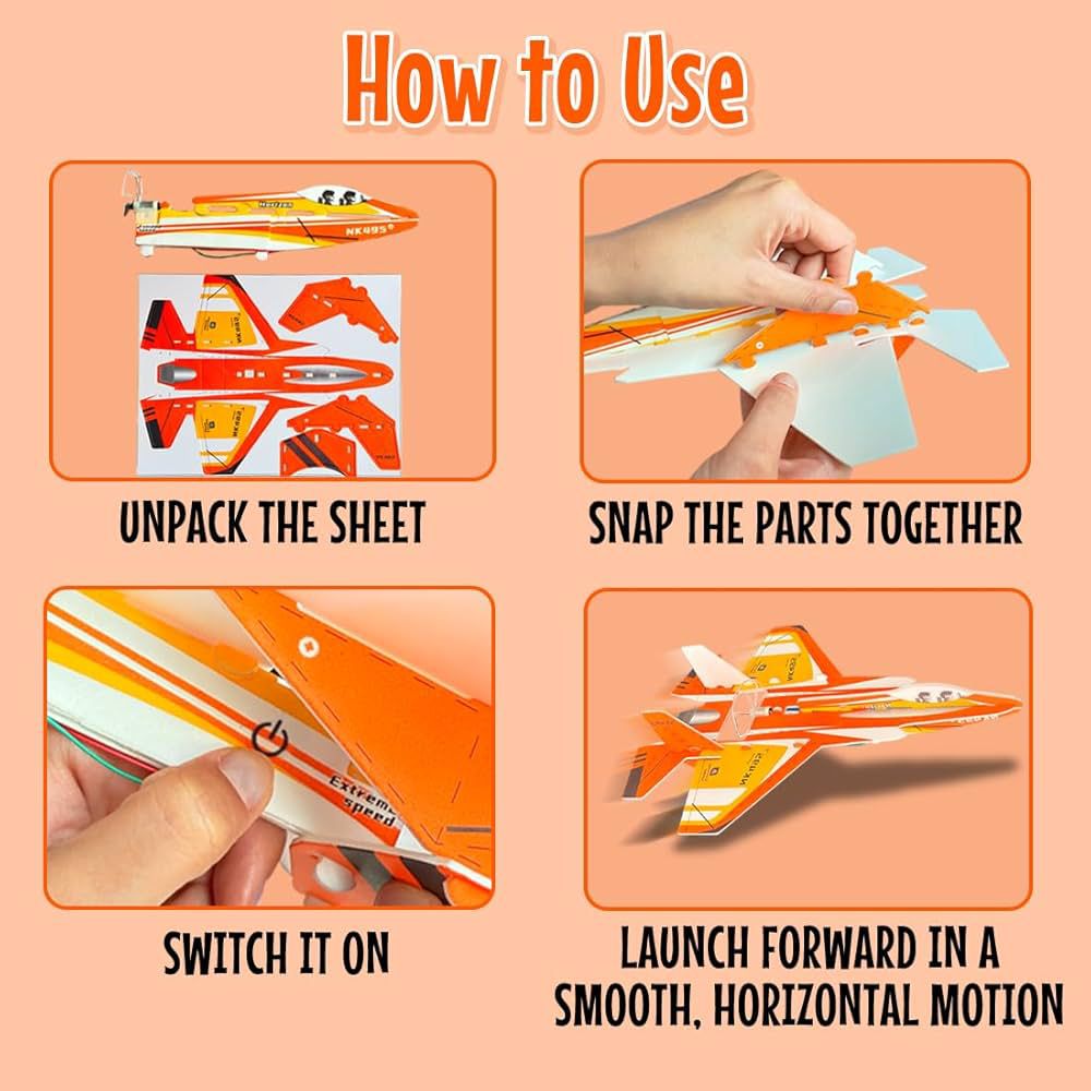 DIY Aircraft Military Space Shuttle Electric Foam Glider with Lights and Propeller for Kids (3+ Years)