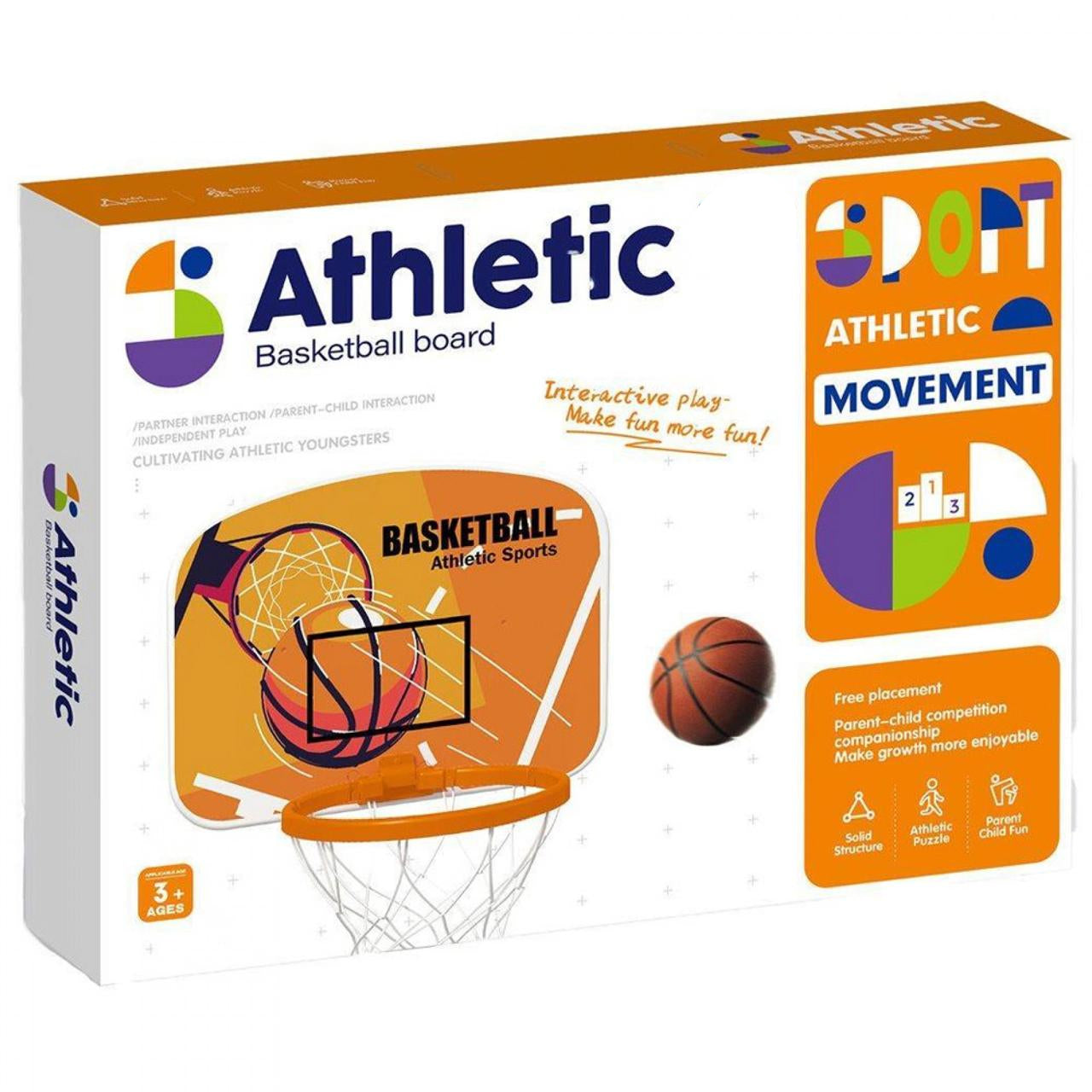 Athletic Basketball Board Set with Hoop Ball and Pump for Kids (3+ Years)