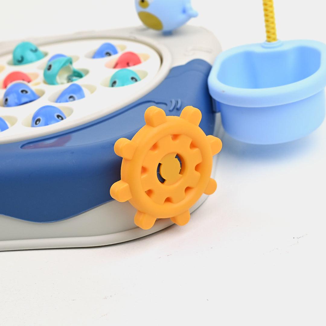 Premium Ocean Fishing Game with Music, Magnetic Rotating Board & 15 Fish for Kids (3+ Years)