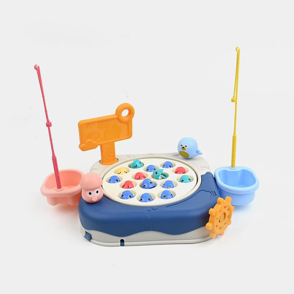 Premium Ocean Fishing Game with Music, Magnetic Rotating Board & 15 Fish for Kids (3+ Years)