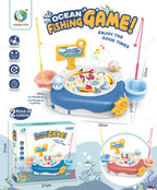 Premium Ocean Fishing Game with Music, Magnetic Rotating Board & 15 Fish for Kids (3+ Years)