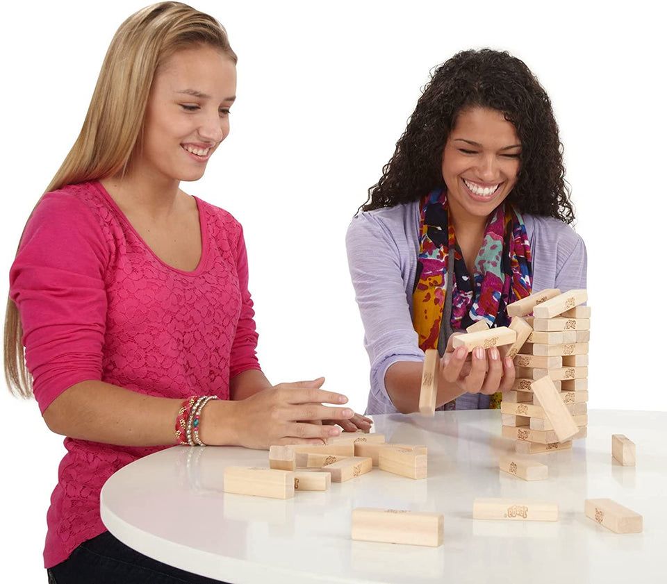 Classic Jenga Genuine Hardwood Block Game for Kids & Adults (6+ Years) Pull, Stack & Crash Fun
