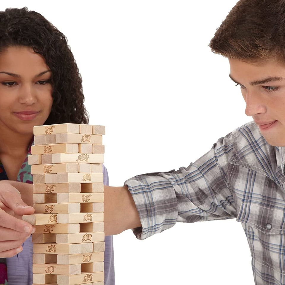 Classic Jenga Genuine Hardwood Block Game for Kids & Adults (6+ Years) Pull, Stack & Crash Fun
