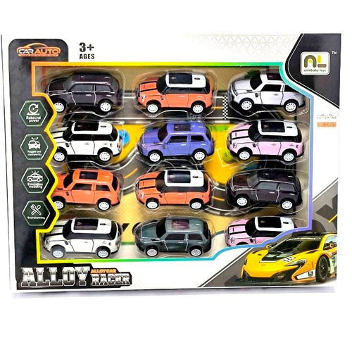 12-Piece Diecast Alloy Car Racer Set for Kids (3+ Years)