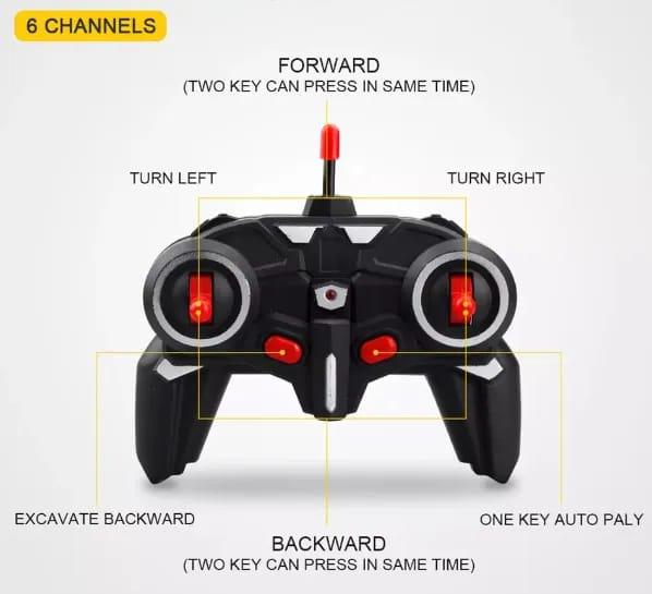 Die-Cast Metal 6-Channel RC Excavator (1:24 Scale Komatsu PC200-8) (6+ Years)