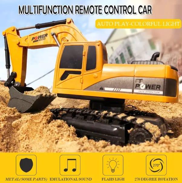 Die-Cast Metal 6-Channel RC Excavator (1:24 Scale Komatsu PC200-8) (6+ Years)