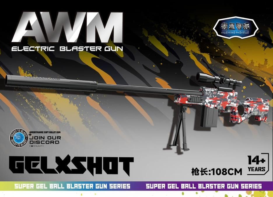 AWM Super Gel Ball Blaster Sniper Gun with Telescope & Tripod (14+ Years)
