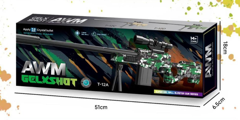 AWM Super Gel Ball Blaster Sniper Gun with Telescope & Tripod (14+ Years)