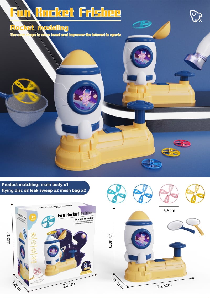 Fun Rocket Frisbee Rocket Modeling Toy with Flying Discs (3+ Years)