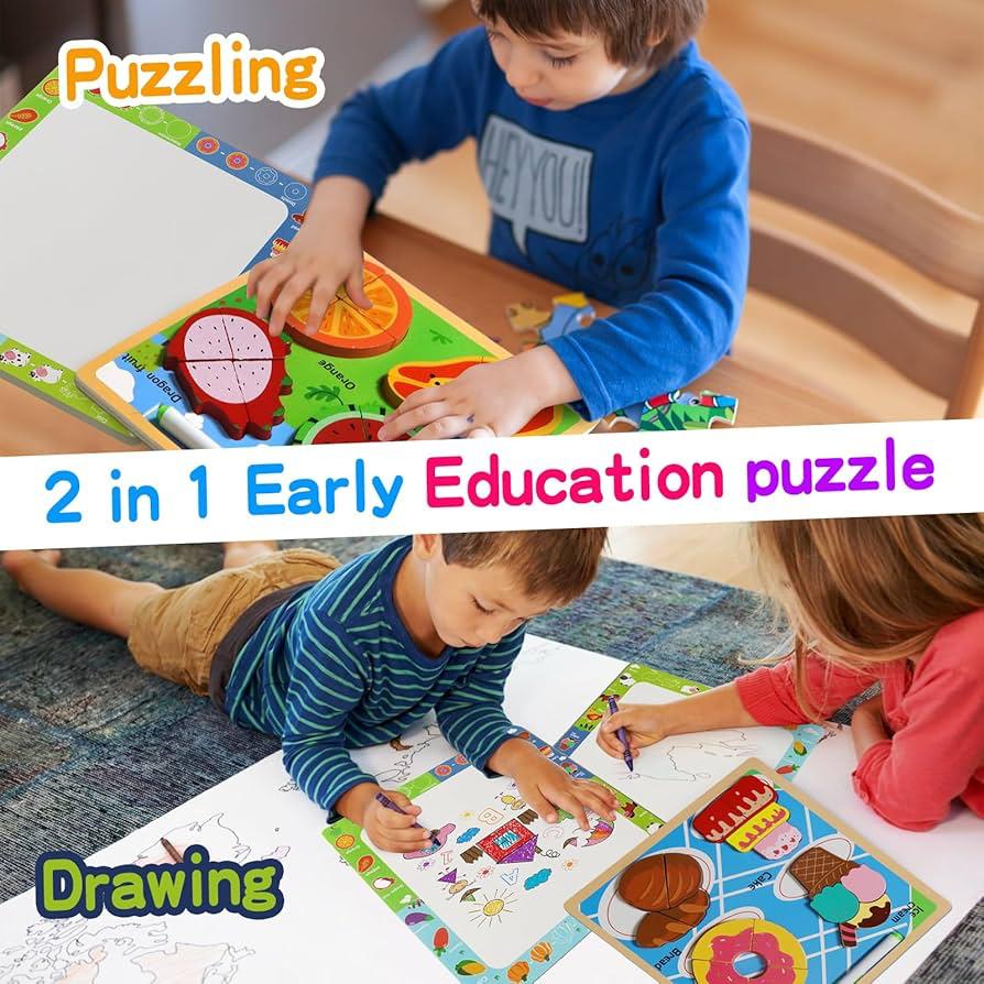 3D Fruits & Vegetables Puzzle with Whiteboard & Pen (3+ Years)