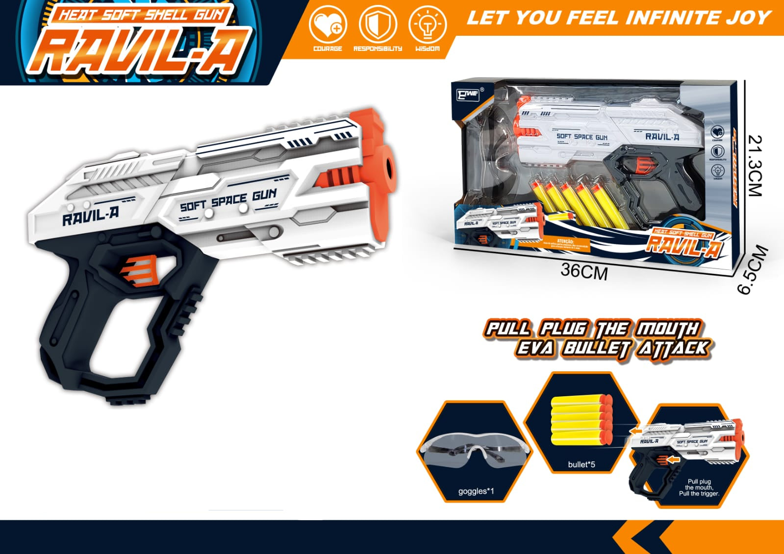 RAVIL-A Soft Space Gun with Transparent Shooting Glasses for Kids (6+ Years)