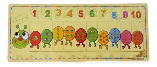 Counting Train or Caterpillar 10-Piece Wooden Puzzle for Kids (2+ Years)