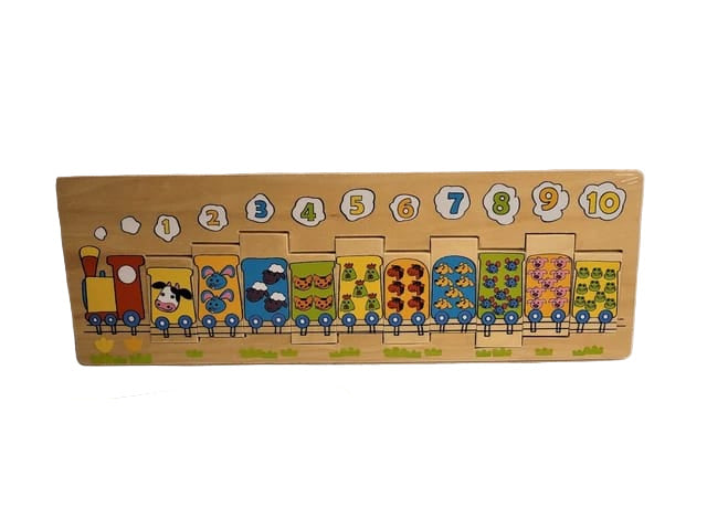 Counting Train or Caterpillar 10-Piece Wooden Puzzle for Kids (2+ Years)