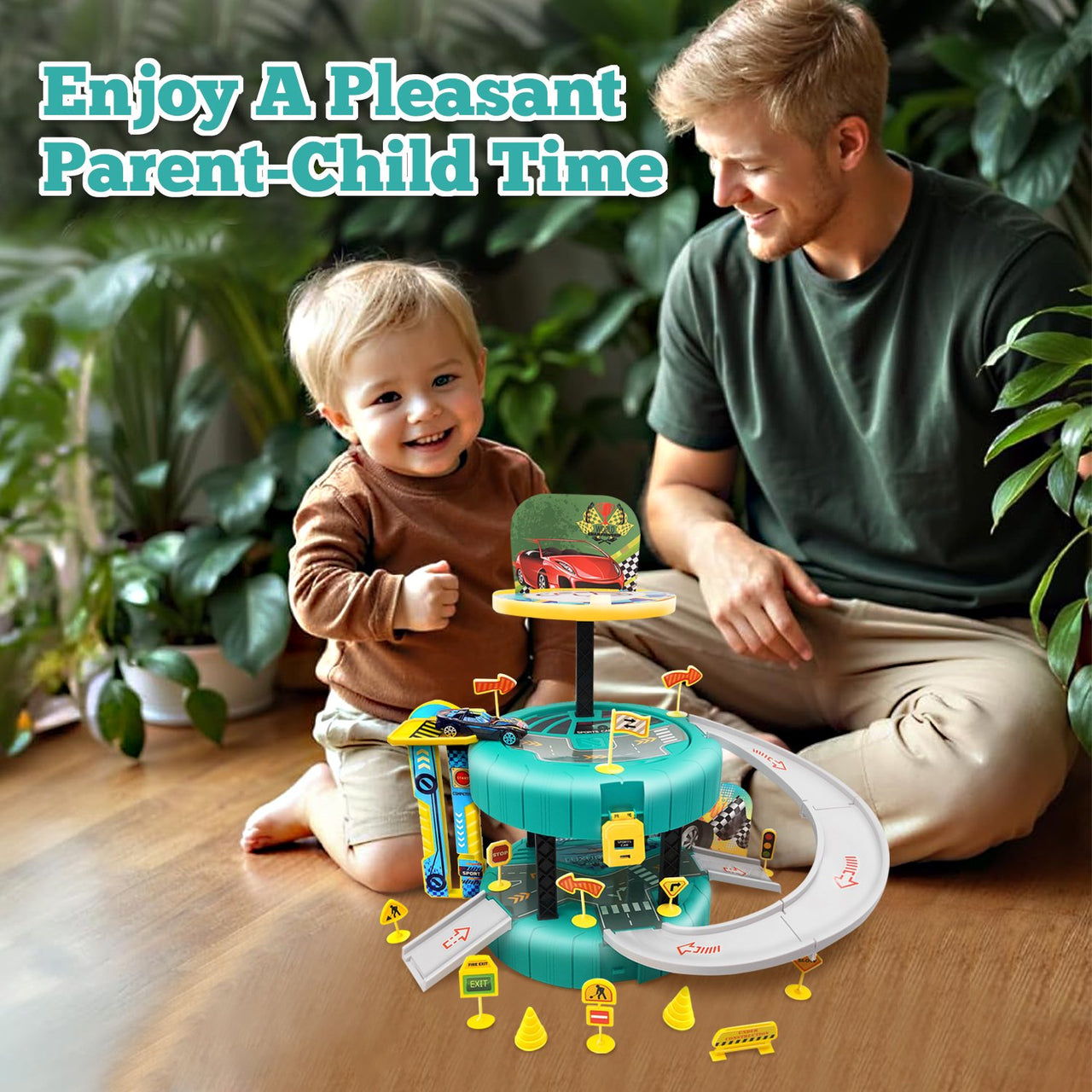 Tire Railcar Scene Formula Car (38 Piece) Track Playset for Kids (3+ Years)