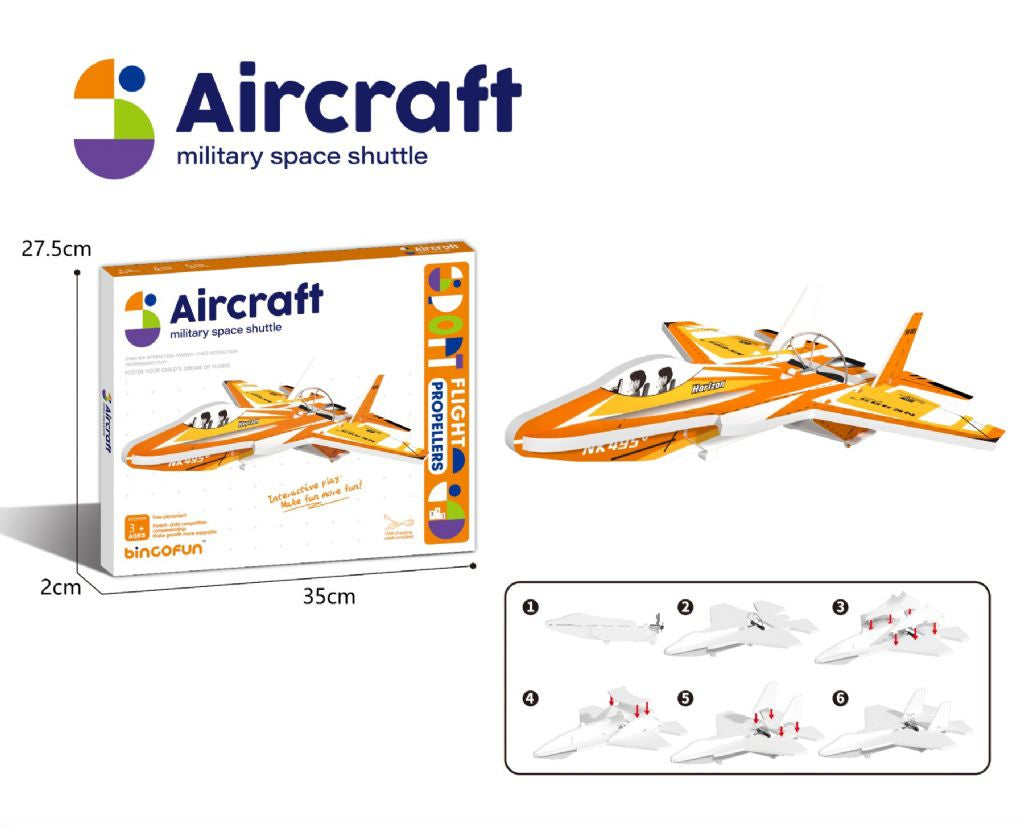 DIY Aircraft Military Space Shuttle Electric Foam Glider with Lights and Propeller for Kids (3+ Years)