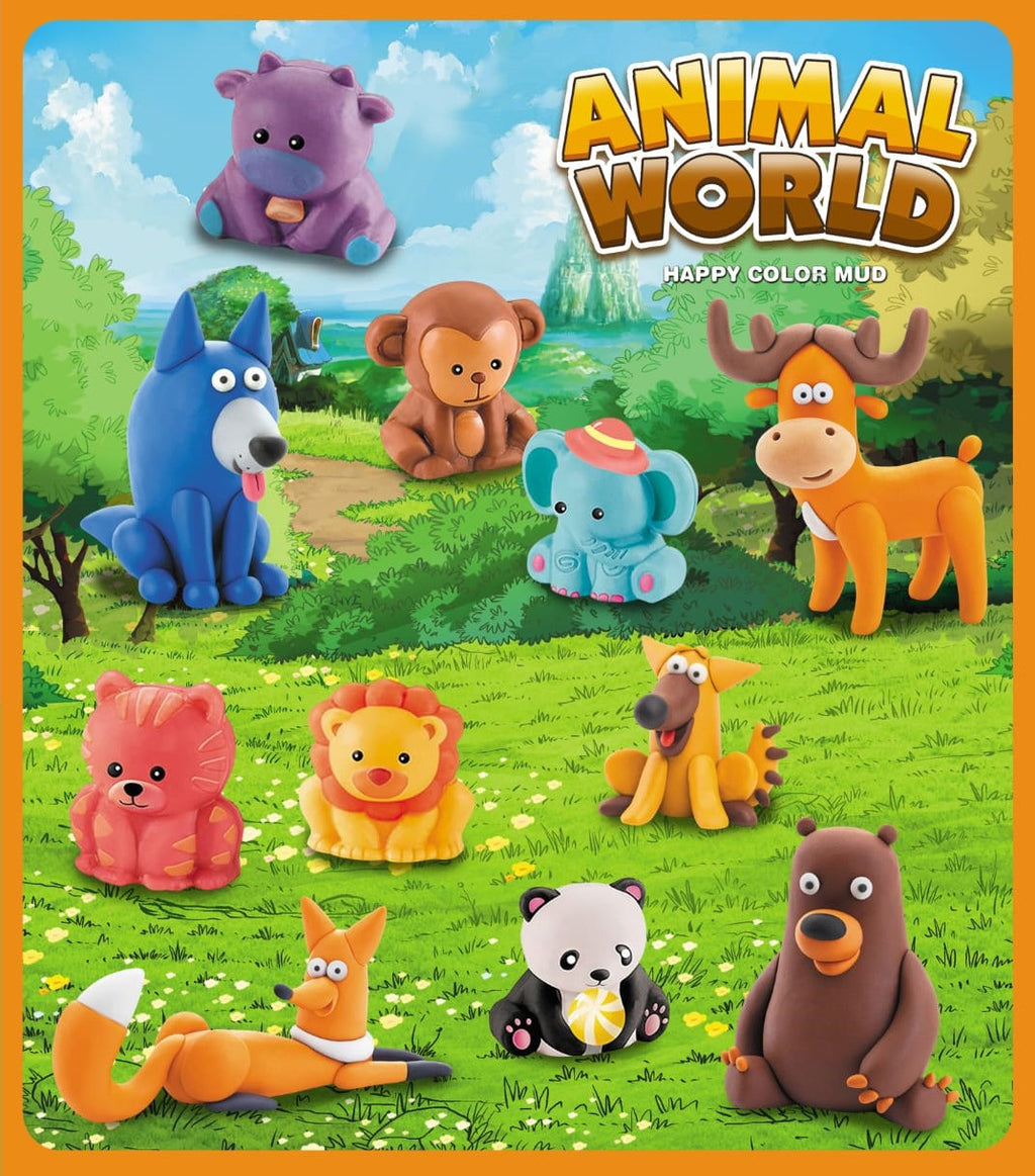 Magic Dough Animal World Dough Set Multicolor Clay Molds Tools (3+ Years)