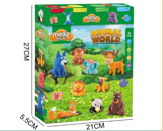 Magic Dough Animal World Dough Set Multicolor Clay Molds Tools (3+ Years)
