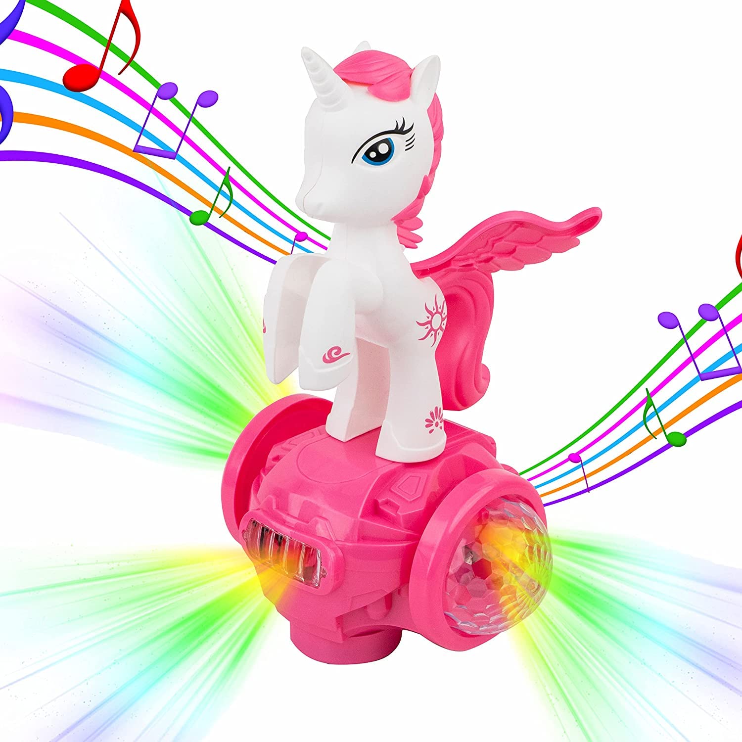 Electric Unicorn Car Toy 360° Rotating Musical Dancing with 5D Lights & Sound (3+ Years)