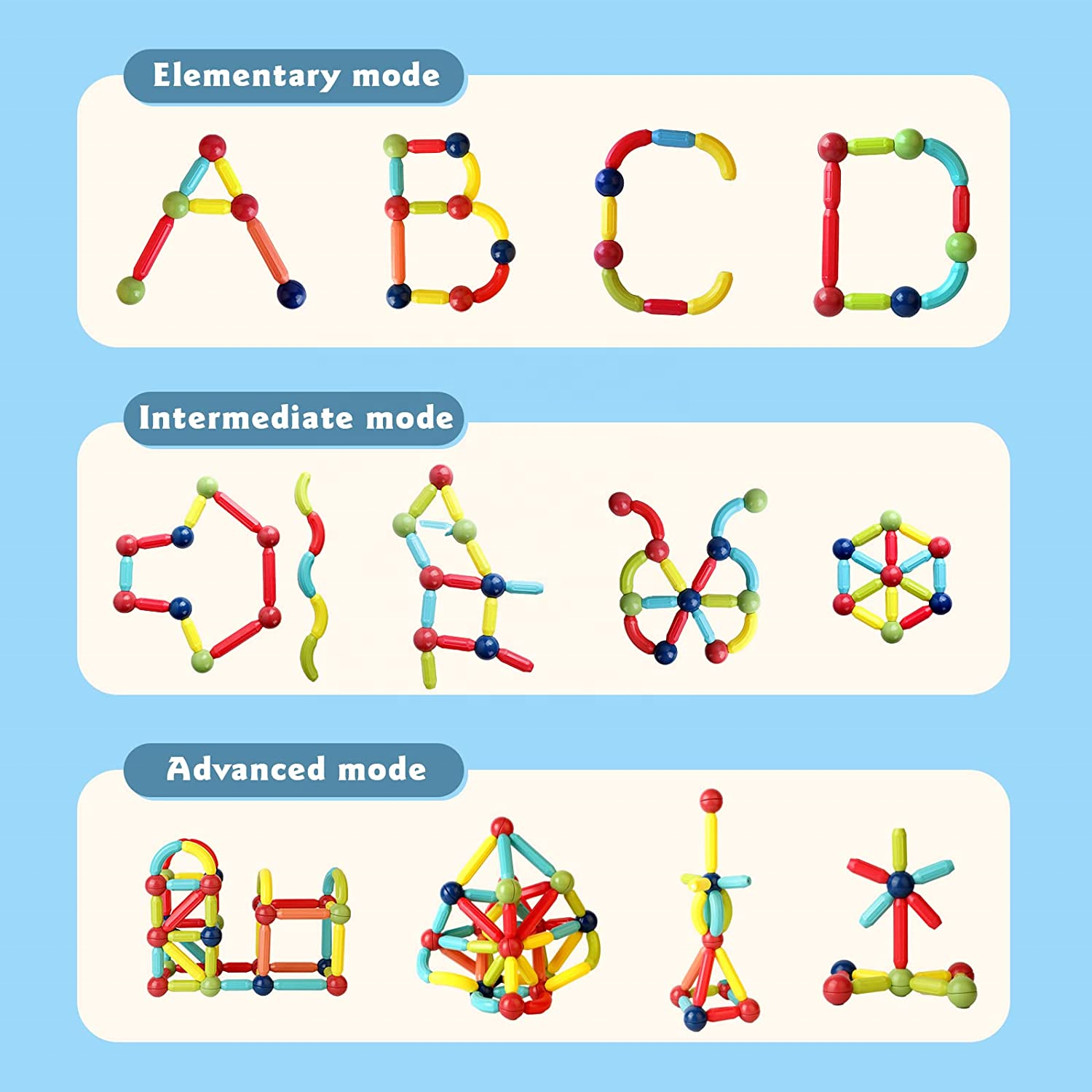 Magnetic Building Sticks 28 & 48 PCS Educational Blocks for Kids (3+ Years)