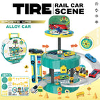 Tire Railcar Scene Formula Car (38 Piece) Track Playset for Kids (3+ Years)