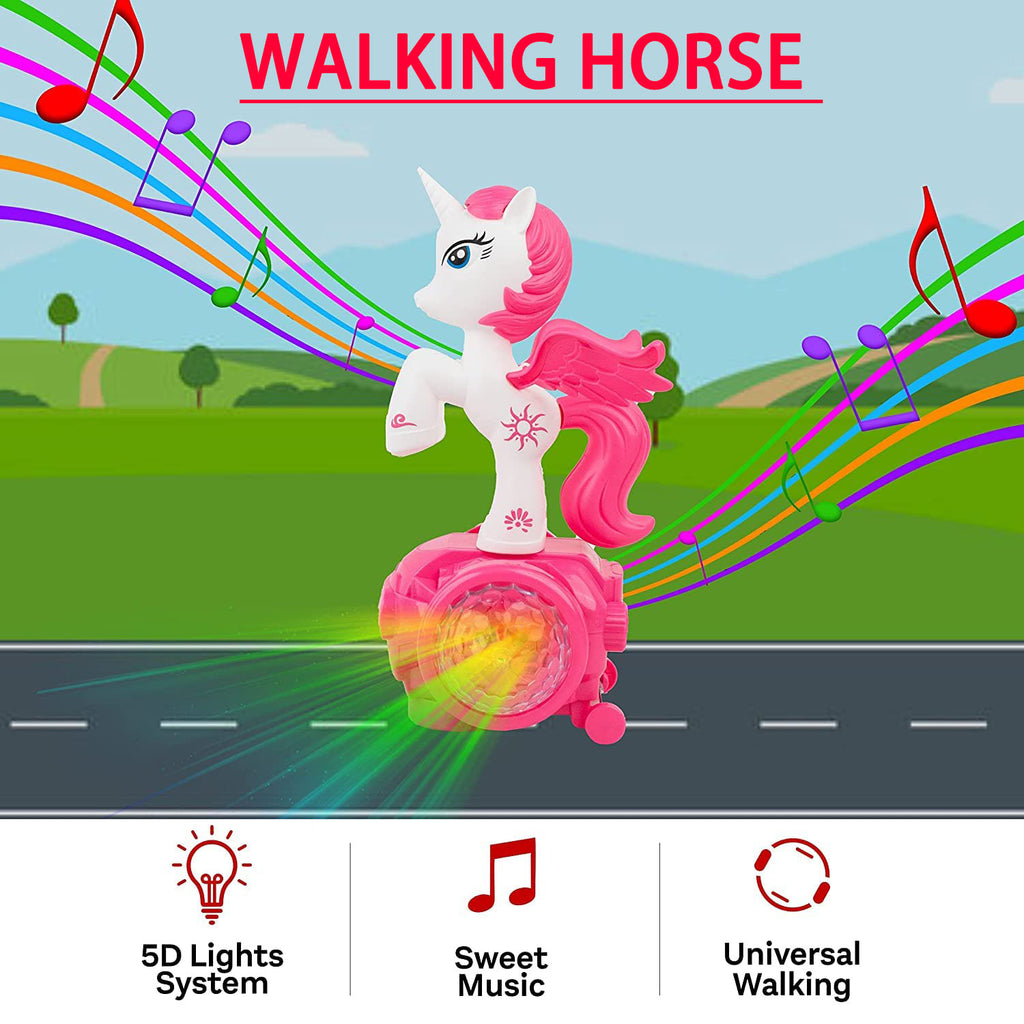 Electric Unicorn Car Toy 360° Rotating Musical Dancing with 5D Lights & Sound (3+ Years)