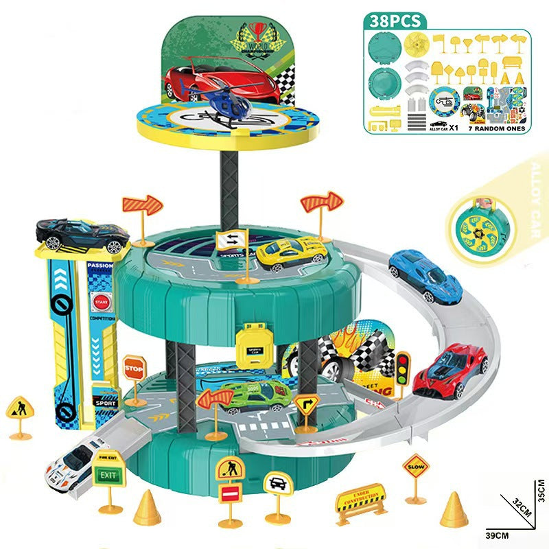Tire Railcar Scene Formula Car (38 Piece) Track Playset for Kids (3+ Years)