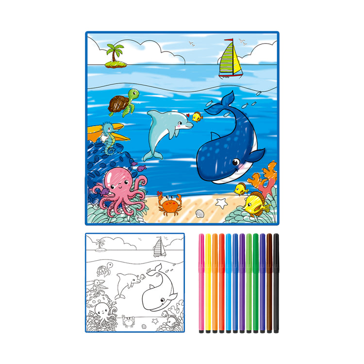 Washable Drawing Mat With 12 Color Pens (3+ Years)