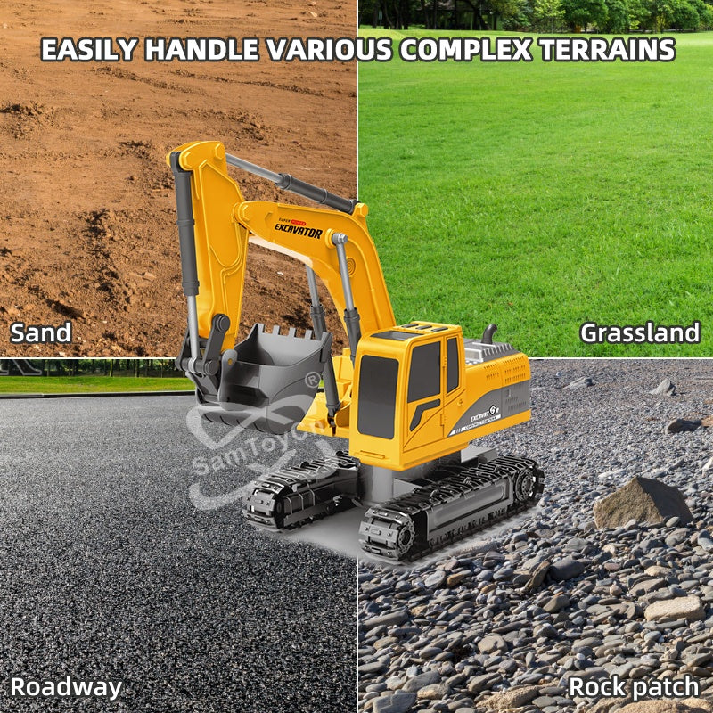 Die-Cast Metal 6-Channel RC Excavator (1:24 Scale Komatsu PC200-8) (6+ Years)