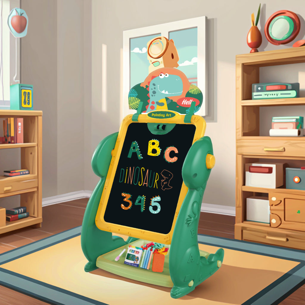 Dino Colorful Magnetic Educational & Drawing Two-Sided Board for Kids (3+ Years)