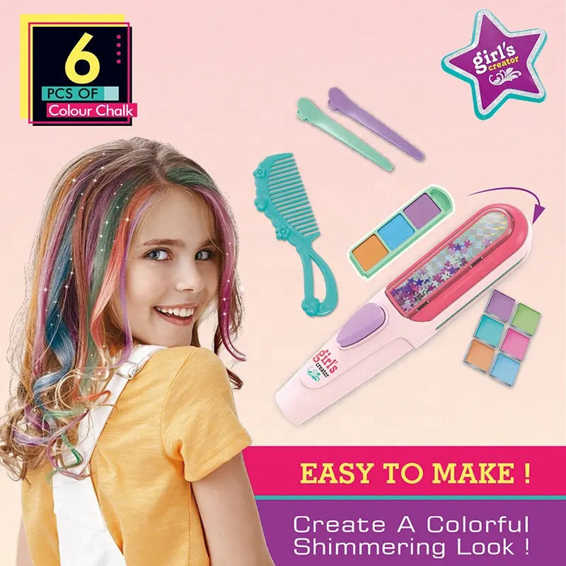 Girl’s Creator 6-Color Hair Chalk Salon with Comb & Clips (5+ Years)