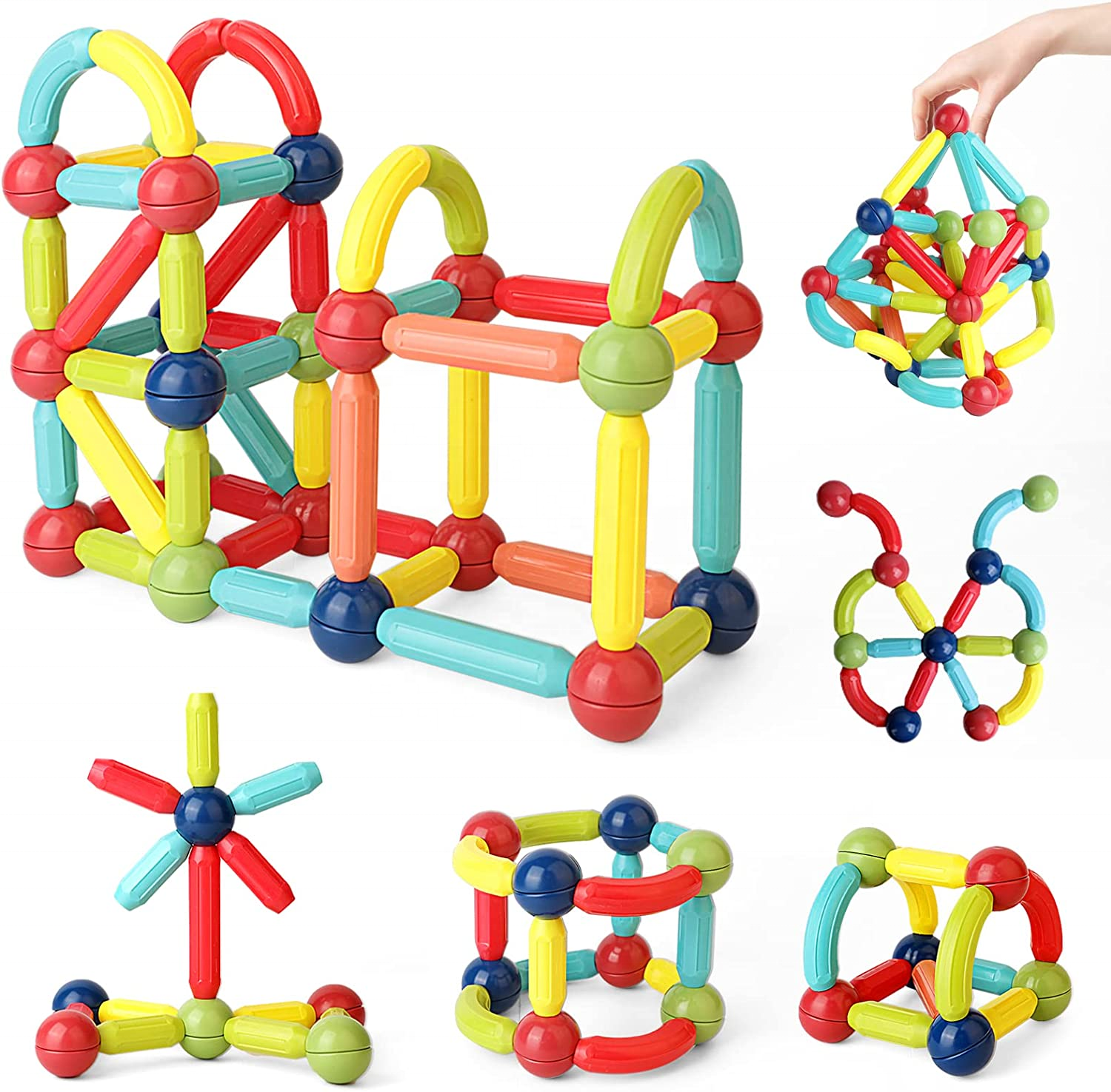 Magnetic Building Sticks 28 & 48 PCS Educational Blocks for Kids (3+ Years)